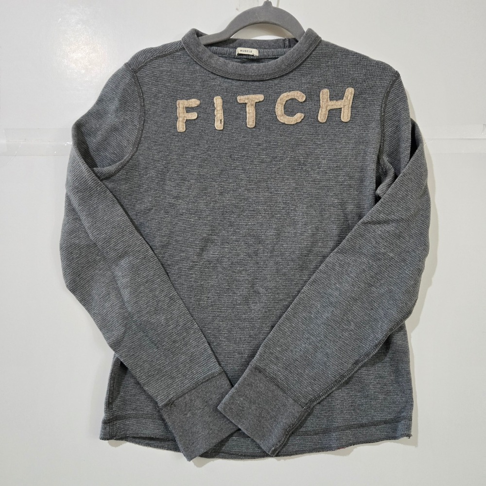 Abercrombie & Fitch Thermal Shirt Mens Large Muscle Waffle Knit Y2K Logo